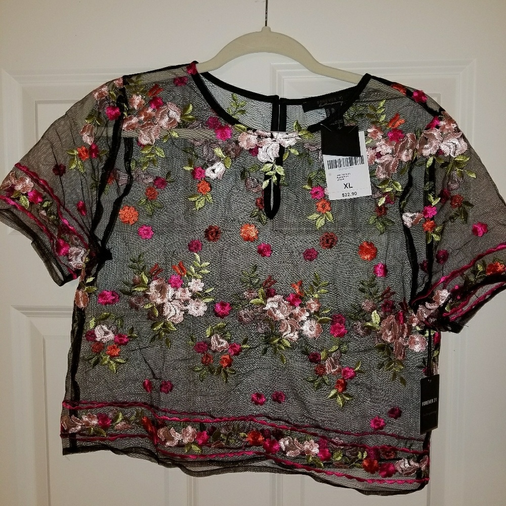 See through black crop top